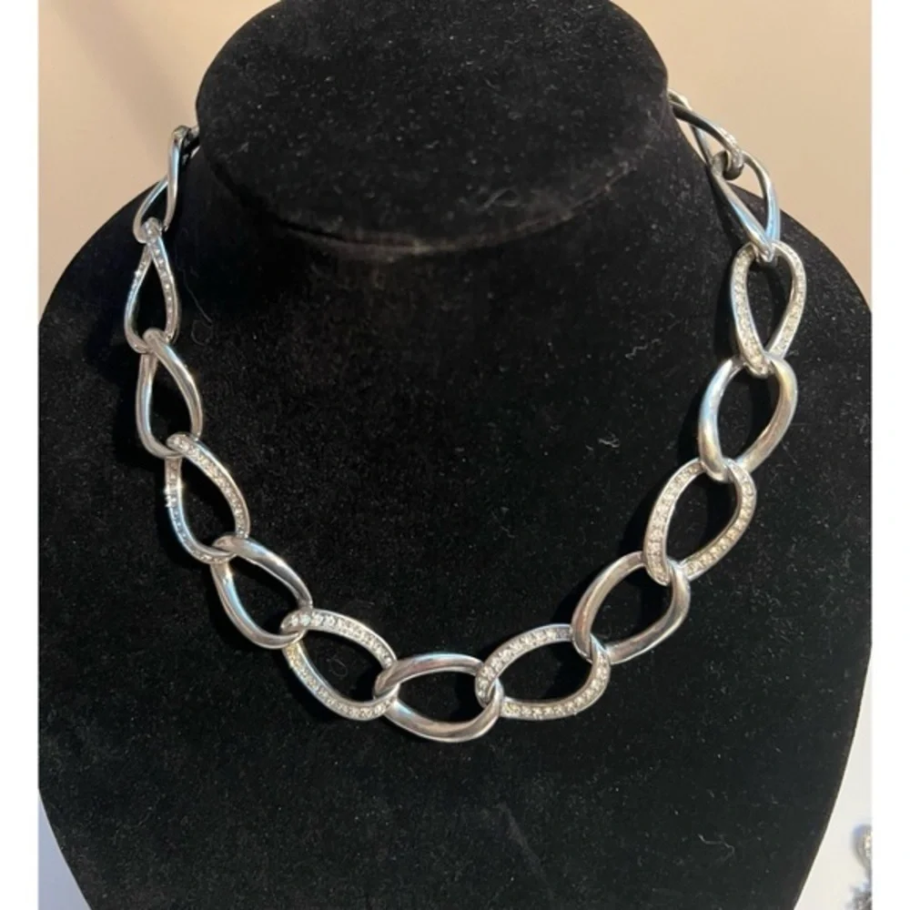 Premier Designs REGAL Clear CZ and Silver Circle Length 18